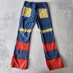 VTG 70s Peter Max Wrangler Colab Jeans 28W 30L Flare Pants Bell Bottom Hippy Red